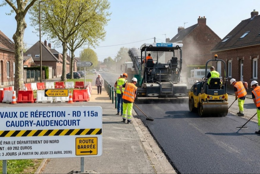 Caudry : Modernisation en vue pour la RD 115a, des perturbations à prévoir