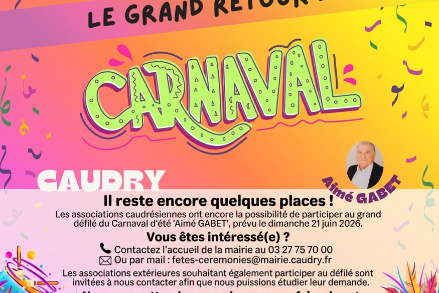 Carnaval d’été « Aimé GABET » : Avis aux associations, il reste encore des places !