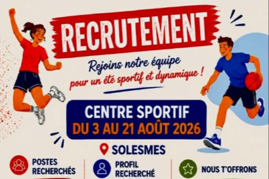 Solesmes : Recrutement été 2026 – Animateurs Sportifs