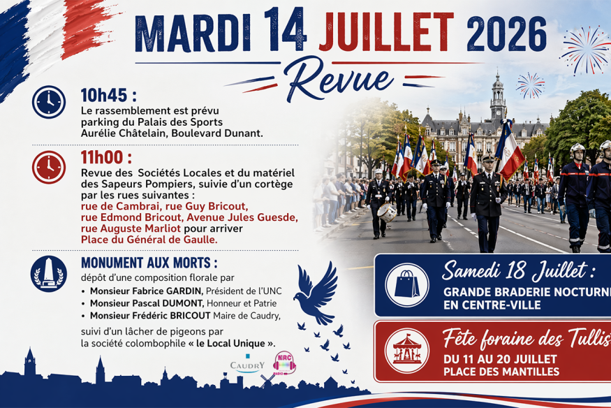 Caudry s’apprête à célébrer le 14 Juillet : découvrez le programme des festivités